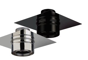 Plaque départ 500 x 500 mm CONC BLACK Ø100/150 à FLEX 316 Ø100