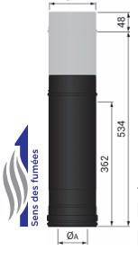 Élément réglable court 362-534 mm CONC BLACK Ø100/150