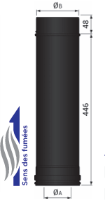 Élément droit 500 mm CONC BLACK Ø100/150